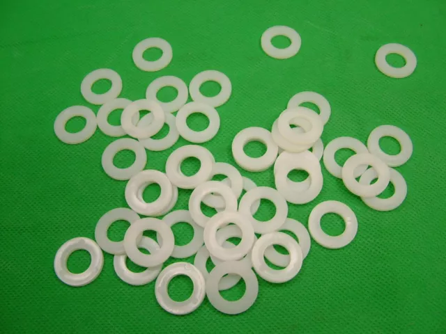Nylon plastic washers M10 white, pack 50, outside/inside diameters 19.8mm/10.7mm