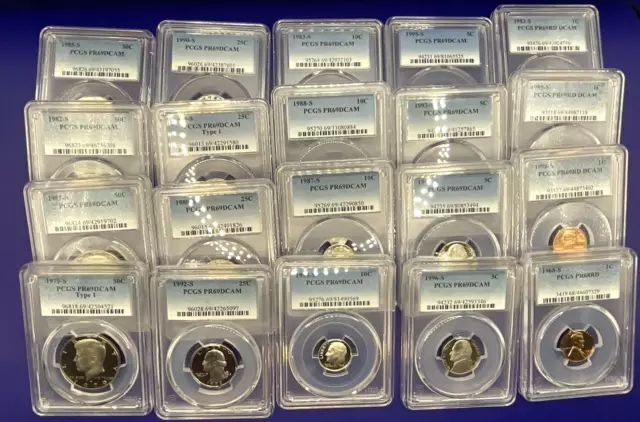 🔥{5} GRADED PROOF COINS Instant Collection💰PCGS PR69DCAM 20+ Year Old Coins💥