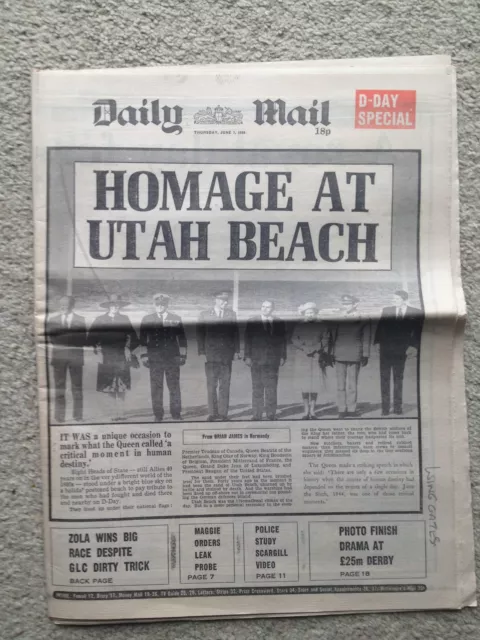 Daily Mail newspaper 7th June 1984. D-Day anniversary. Zola Budd