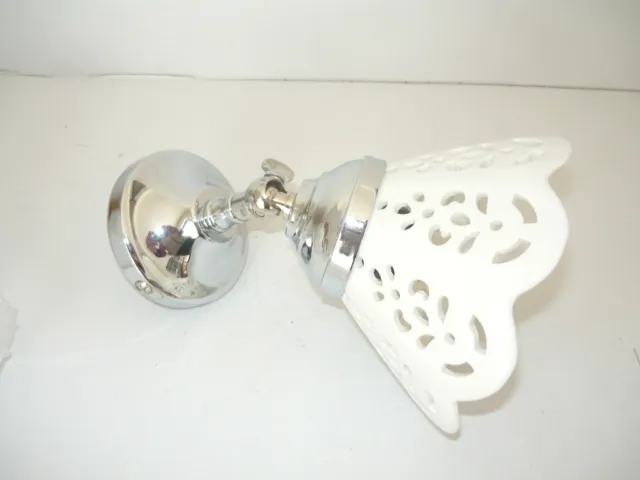 Applique in ottone lucido cromato acciaio argento con ceramica traforata 1 luce