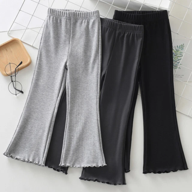 Bambino Solido Svasato Legging Pantaloni Bell Fondo Yoga Bootcut Larga Chic