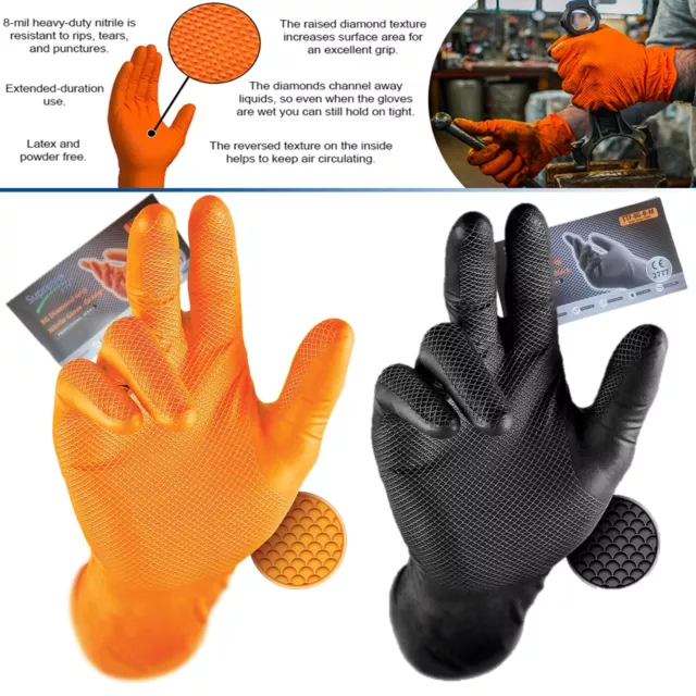 Disposable Strong Orange Nitrile Gloves Mechanic Tattooist Piercing, Latex Free