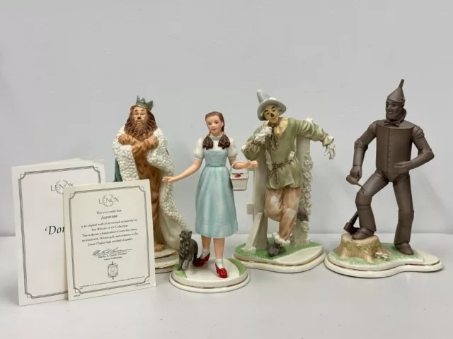 Lenox The Wizard Of Oz Dorothy Scarecrow Tin Man Cowardly Lion Figurine Lot Of 4