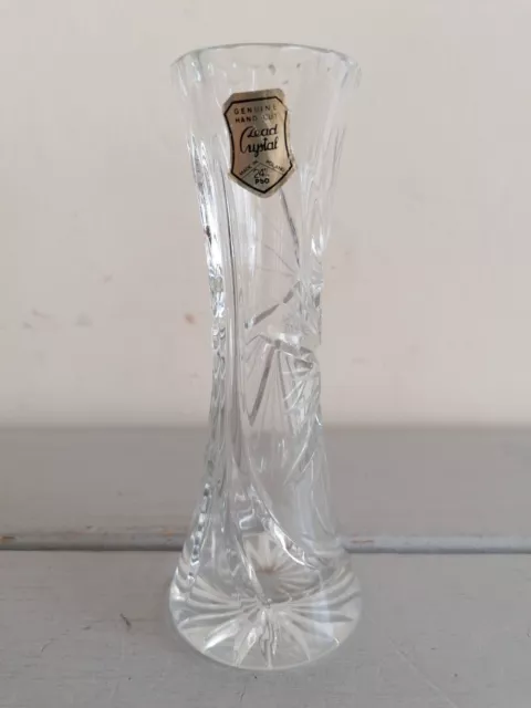 Vintage Genuine Hand Cut 24% Lead Crystal Bud Vase Made In Poland 15x7.5cm
