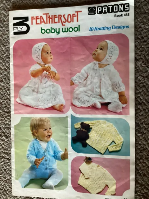 Vintage Patons Baby Knitting Pattern Book 488 10 Knitting Designs in 3 Ply