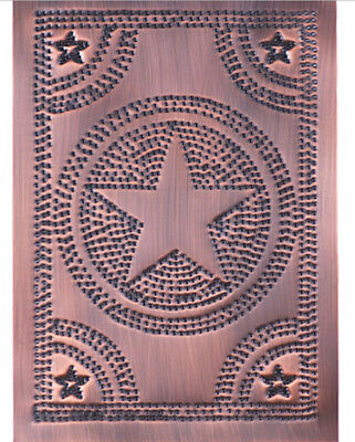 Primitive Country Punched Tin Piesafe Cabinet Panel Star in Solid Copper