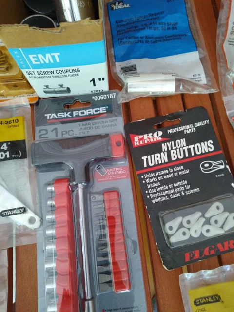 Lot of Tools Stanley Hinges Hardware Fittings Bolt Barrel Clips Buttons Braces
