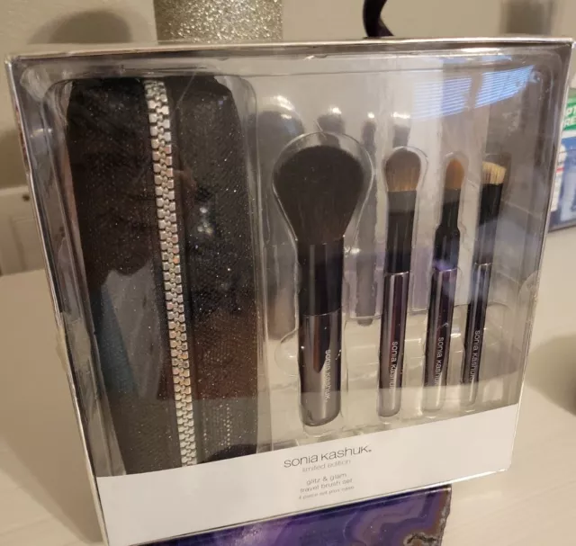 sonia kashuk Limited Edition 4 Piece Travel Brush Set with Case - Open Box