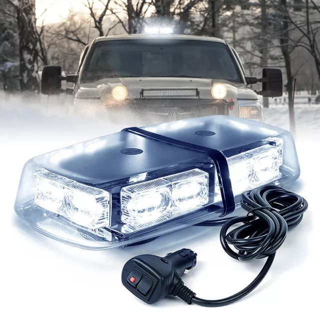 Xprite 12" LED Strobe Beacon Light White Flashing Emergency Warning Fog Driving