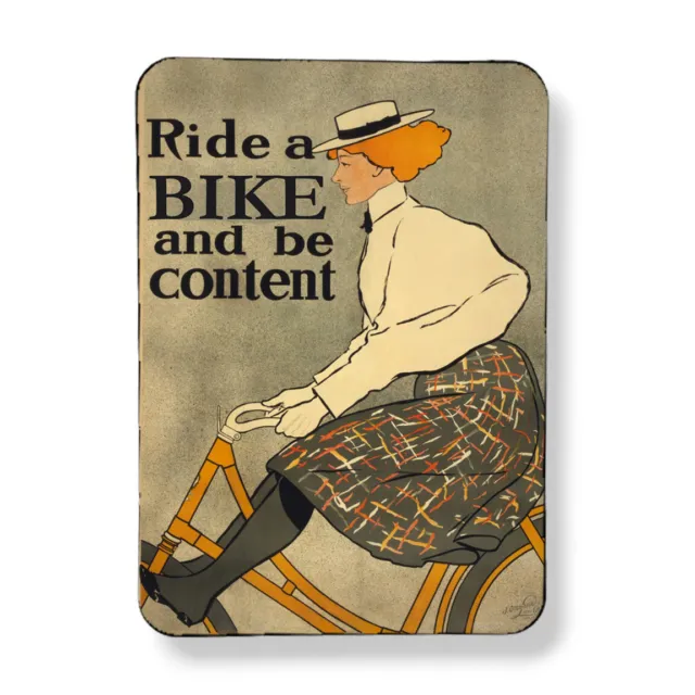 Vintage Ride A Bike Be Content Poster Magnet Sublimated 3"x4" Bike Rider Gift