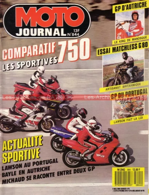 Moto Journal  844 Kawasaki Gpx 750 R Suzuki Gsx-R Honda Vfr Yamaha Fz Fzr 1988