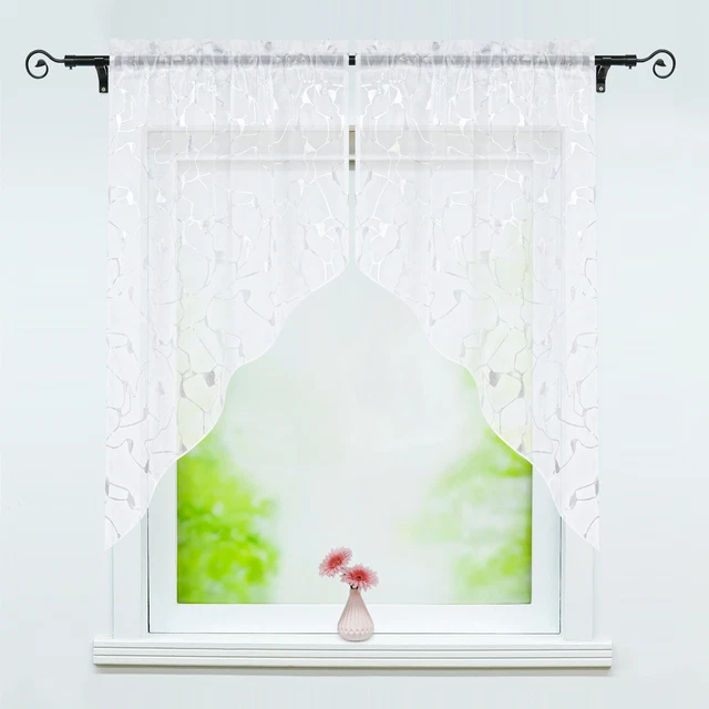 Cortinas de cristal 2 piezas cortinas de bistró ventana pequeña cortinas cocina cortina