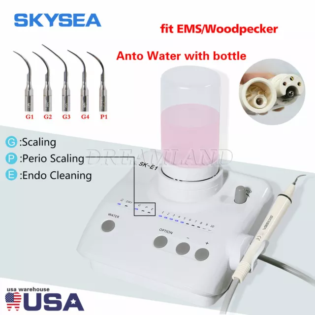 For EMS Dental Ultrasonic Scaler with Handpiece + 5*Tips + 2 Dosing Bottles t2x