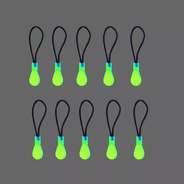 Set of 5 / 10 Luminous Zip Pull Zipper Puller Slider GLOW in the dark Jacket Bag