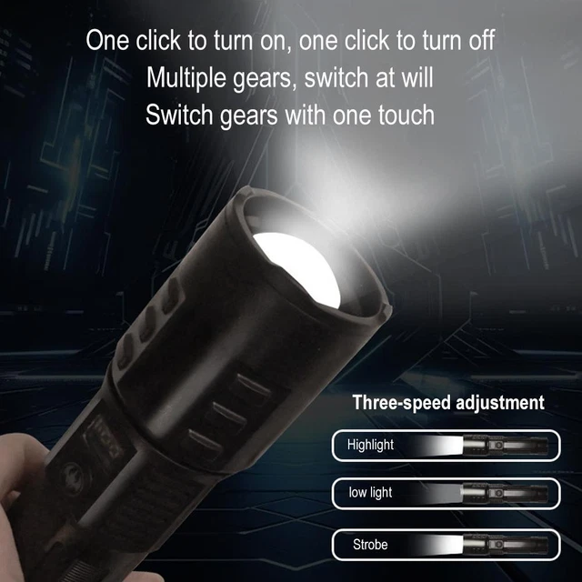 Torcia LED con zoom, torcia tattica super luminosa, piccola mini torcia impermeabile, funzione di sicurezza stroboscopica SOS | Leroy Merlin