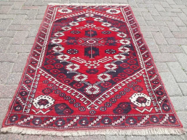 Turkish Bergama Carpet Bedroom Rug Small Red Rug Door Mat Handmade Carpet37"x56"