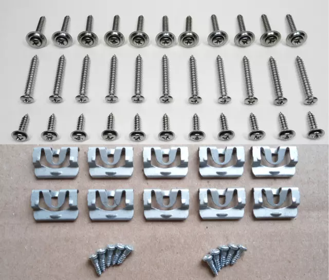 10 Moulding Clips & 33 Chrome Interior Screws! For '70&Up Gs Skylark Gto Etc