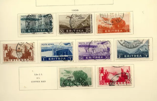 Italy  Eritrea  air mail  stamps  used