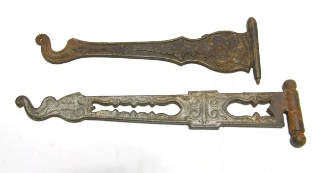 2 Vintage Cast Iron Swing Hooks No Mount Supports
