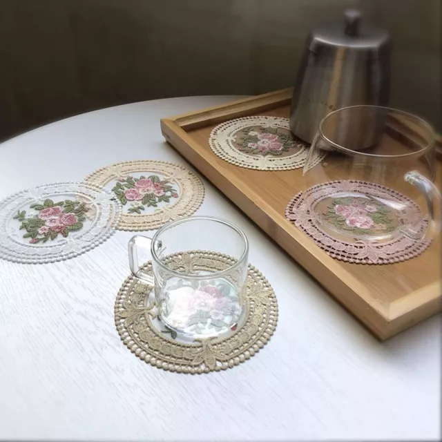 Embroidery Insulation Mat Lace Coaster Coffee Cups Coasters Plate Mats