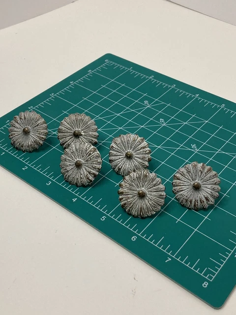 Vintage Metal Flower Floral Curtain Drape Tie Backs Push Pin x6