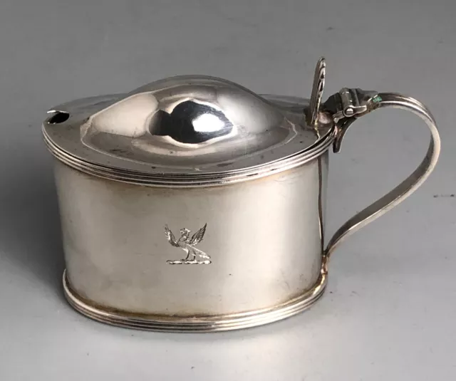 Art Deco Crested Silver Mustard Pot W Hutton Sheffield 1936 ELZX