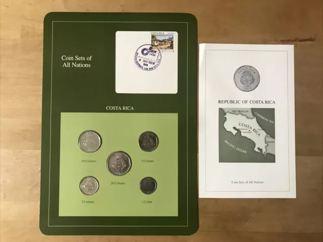 Coin Sets of All Nations Costa Rica w/card 1984- 1991 UNC 1 Colon 1989  4.MAY.89