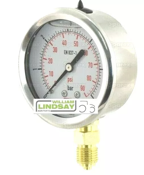 NSTS Crop Sprayer Stainless Steel Pressure Gauge 60mm 1/4" BSP 0-90 PSI 0-6 Bar