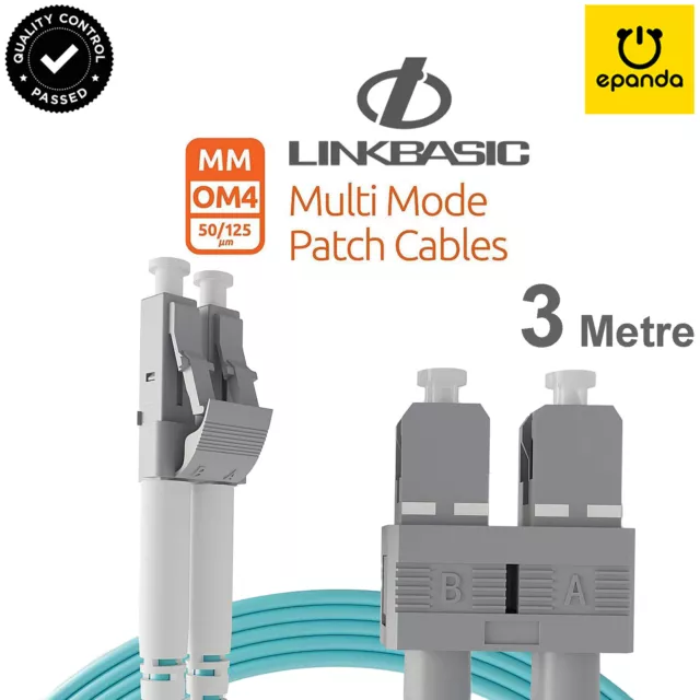 Premium LINKBASIC Multimode OM4 LC to SC LSZH Duplex LC-SC Fibre Optic Cable 3m