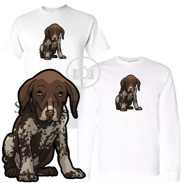 German Shorthaired Pointer Puppy Dog Art Short Long Sleeve White T Shirt