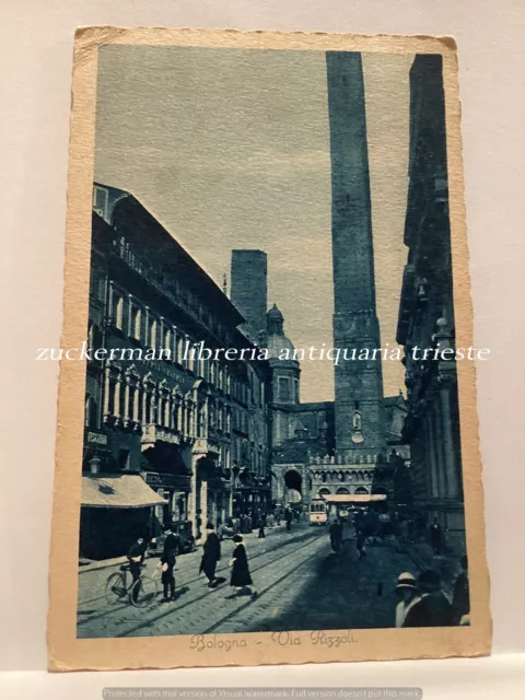 BOLOGNA Via RIZZOLI cartolina postcard Antica VIAGGIATA ANIMATA