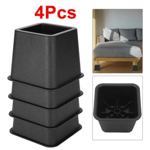 4PCS HEAVY DUTY Bed Chair Risers Feet Leg Lift Furniture Extra Raisers