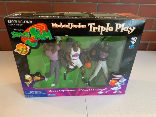 MICHAEL JORDAN 1996 Triple Play Space Jam Action Figure Toy Set Sealed ...