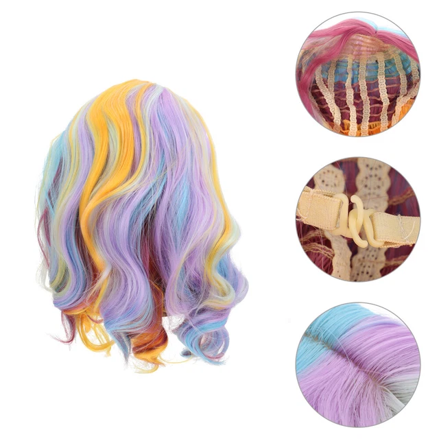 Colored Wig Shoulder Cosplay Wigs Rainbow Curly Short Scroll