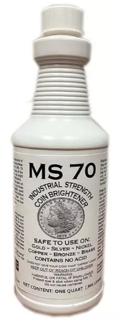 Industrial Strength Coin Brightener MS70 QUART Size ForGold Silver Nickel Copper