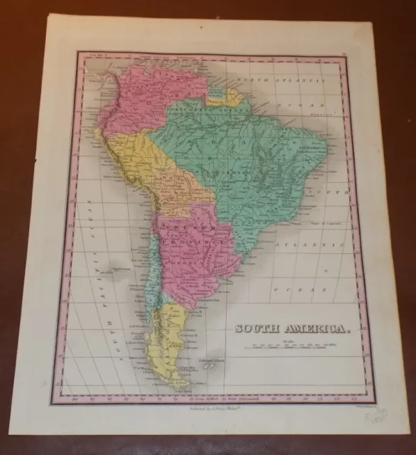 1830 Finley Hand-Colored Map of SOUTH AMERICA
