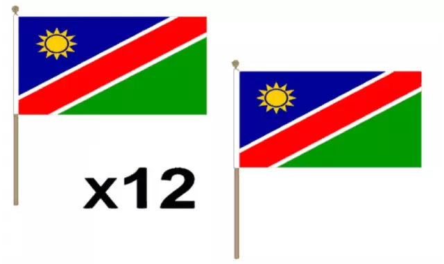 Pack Of 12 Namibia Hand Flags 9 x 6" - Party Conferences Office Display