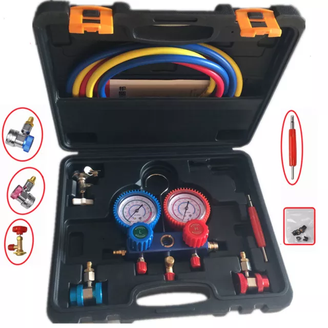 R134a AC Manifold Pressure Gauge Set Automotive Air Conditioning Tool Kit 2