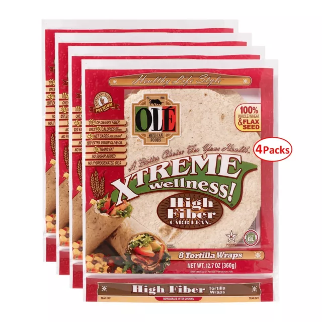 Ole Xtreme Wellness™ 8" High Fiber Tortilla Wraps - 8 Count - 12.7 oz. - 4 Packs