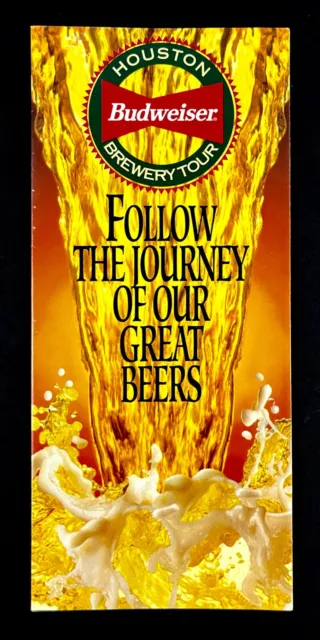 1992 Houston TX Budweiser Brewery Across USA Beer Tours Vintage Travel Brochure