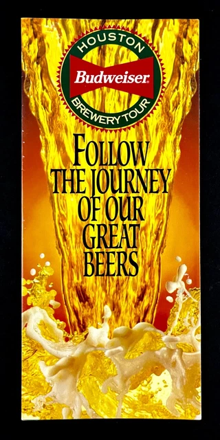 1992 Houston TX Budweiser Brewery Across USA Beer Tours Vintage Travel Brochure