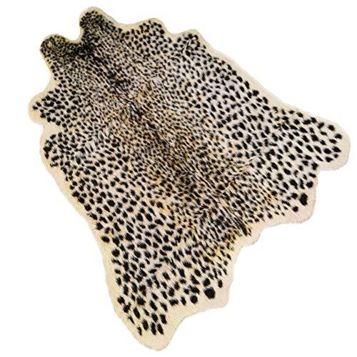 Leopard Print Rug 3.3’ Wx3.1’ L Feet Faux Cowhide Skin Leopard Print -100*95cm