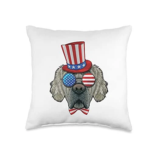 Golden Retriever 4th of July American USA Uncle Sam Hat Throw Pillow, 16x16,