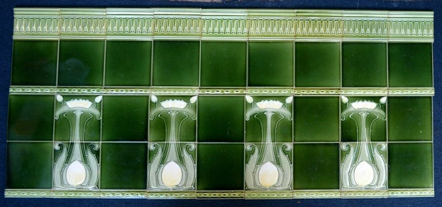 Germany - Villeroy & Boch - Antique Art Nouveau Majolica 54-Set Tile  C1900