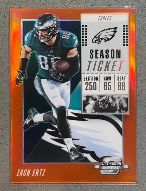 2018 Panini Contenders Optic NFL #89 Zach Ertz /49 Orange Prizm Season Ticket