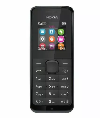 Nokia 105 SIM Free Unlocked Mobile Phone Cheap Basic Black- WARRANTY