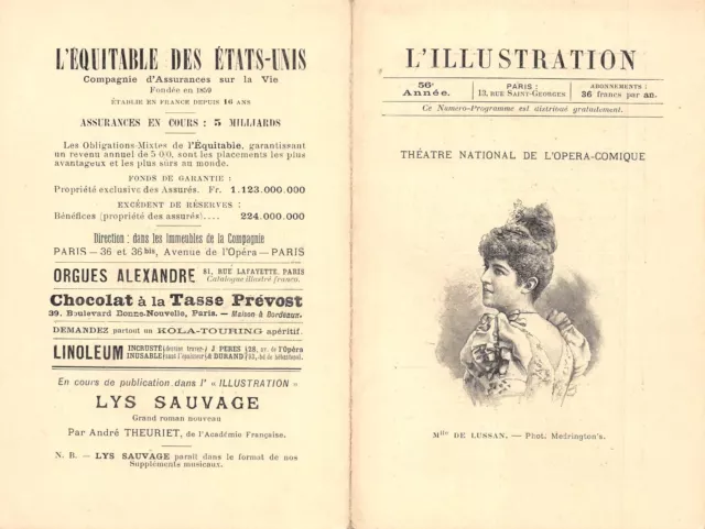 STAR Théâtre National Opéra Comique Mademoiselle DE LUSSAN photo MEDRINGTON 1898