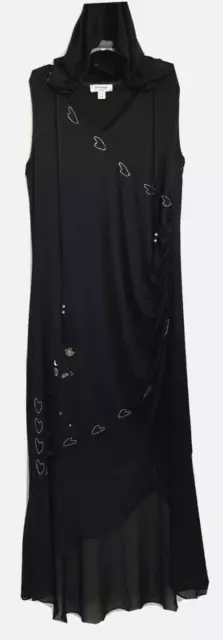 Haute Hippie Tribe Maxi Dress Hooded Black Sz M Sleeveless A394224 Women ZX22