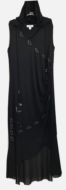 Haute Hippie Tribe Maxi Dress Hooded Black Sz M Sleeveless A394224 Women ZX22
