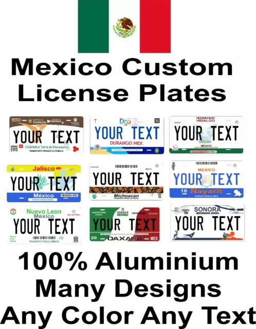 Any Mexico States Any Text Many Designs License Plate Personalized Custom Auto